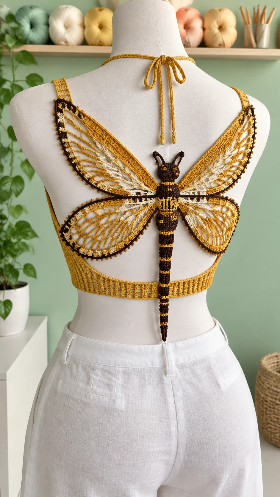 Amber Dragonfly Open-Back Top Crochet Pattern