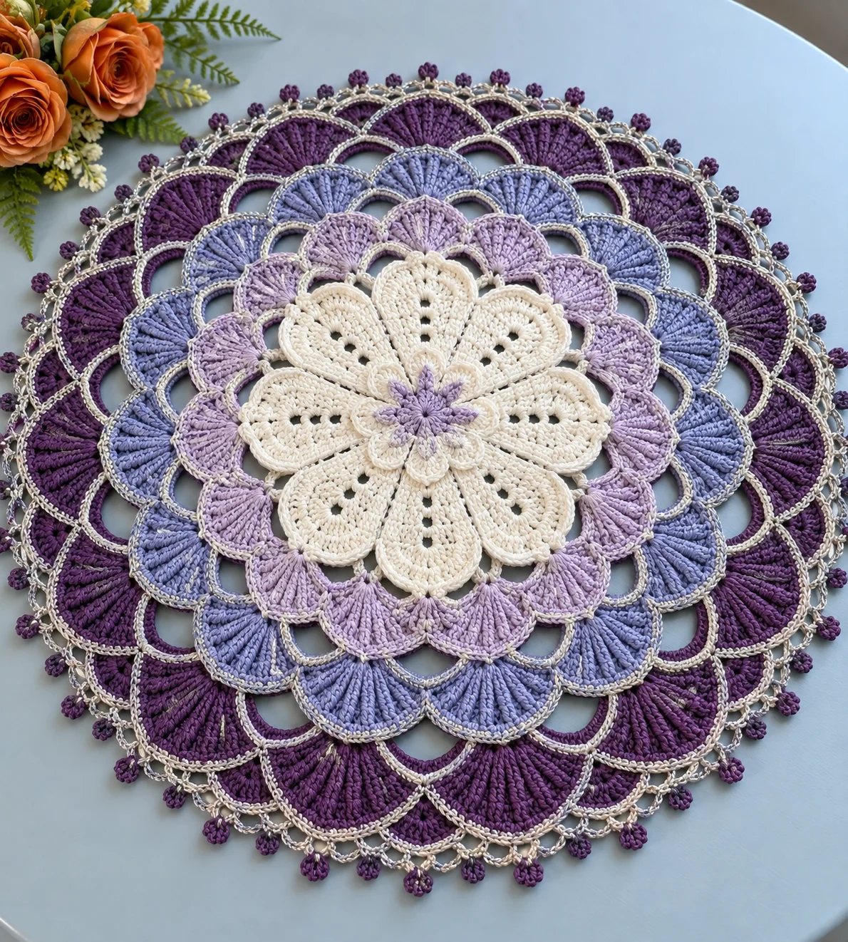 Amethyst Fan Lace Placemat Crochet Pattern