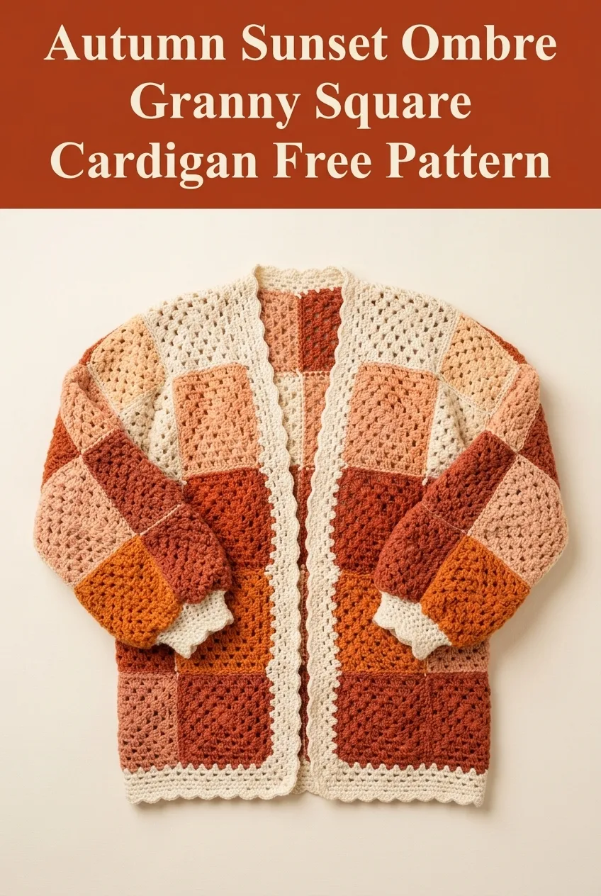 Autumn Sunset Ombre Granny Square Cardigan Free Pattern
