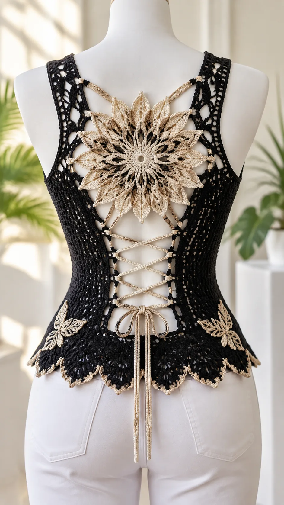 Black Dahlia Lace-Up Top Crochet Pattern