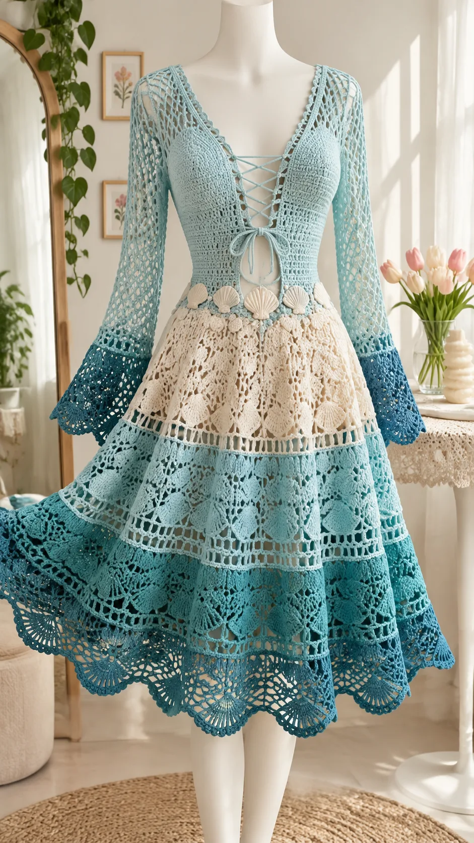 Blue Ocean Shell Dress Crochet Pattern
