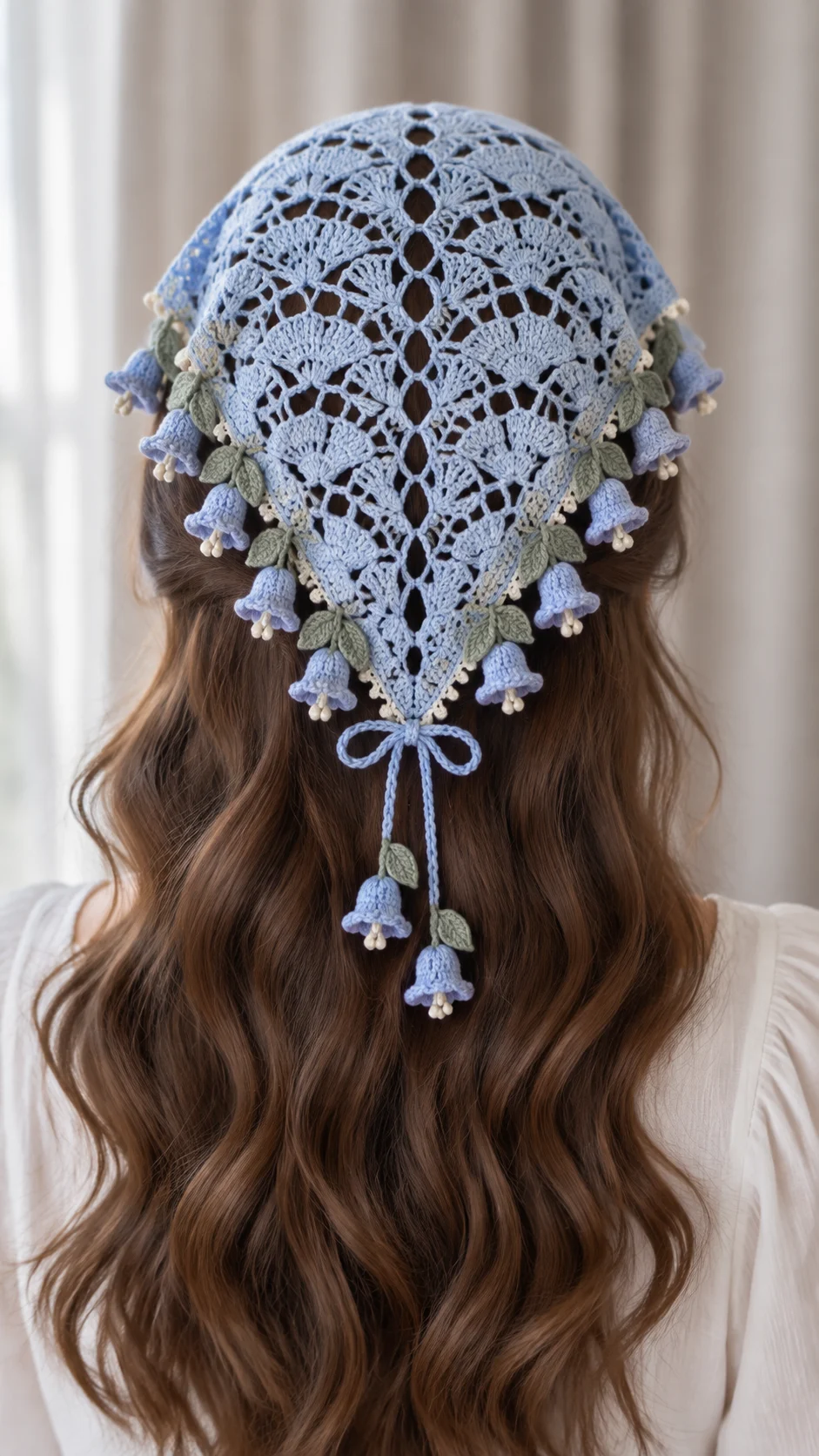 Bluebell Shell Lace Hair Kerchief Crochet Pattern