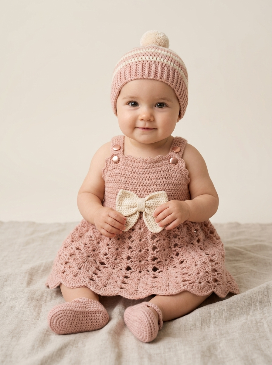 Blush Ballerina Baby Crochet Dress Free Pattern crochet pattern