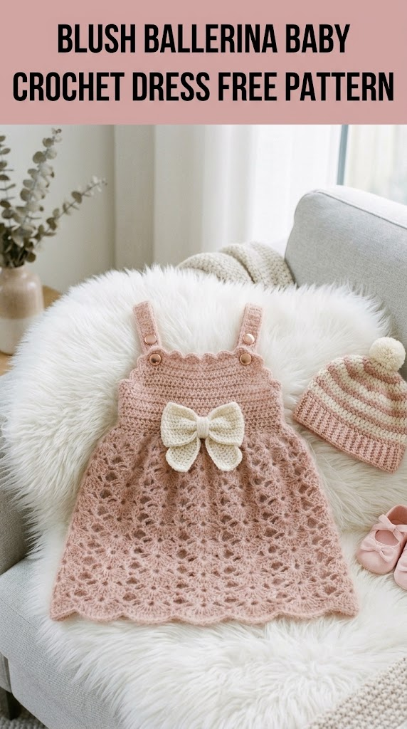 Blush Ballerina Baby Crochet Dress Free Pattern — pin image