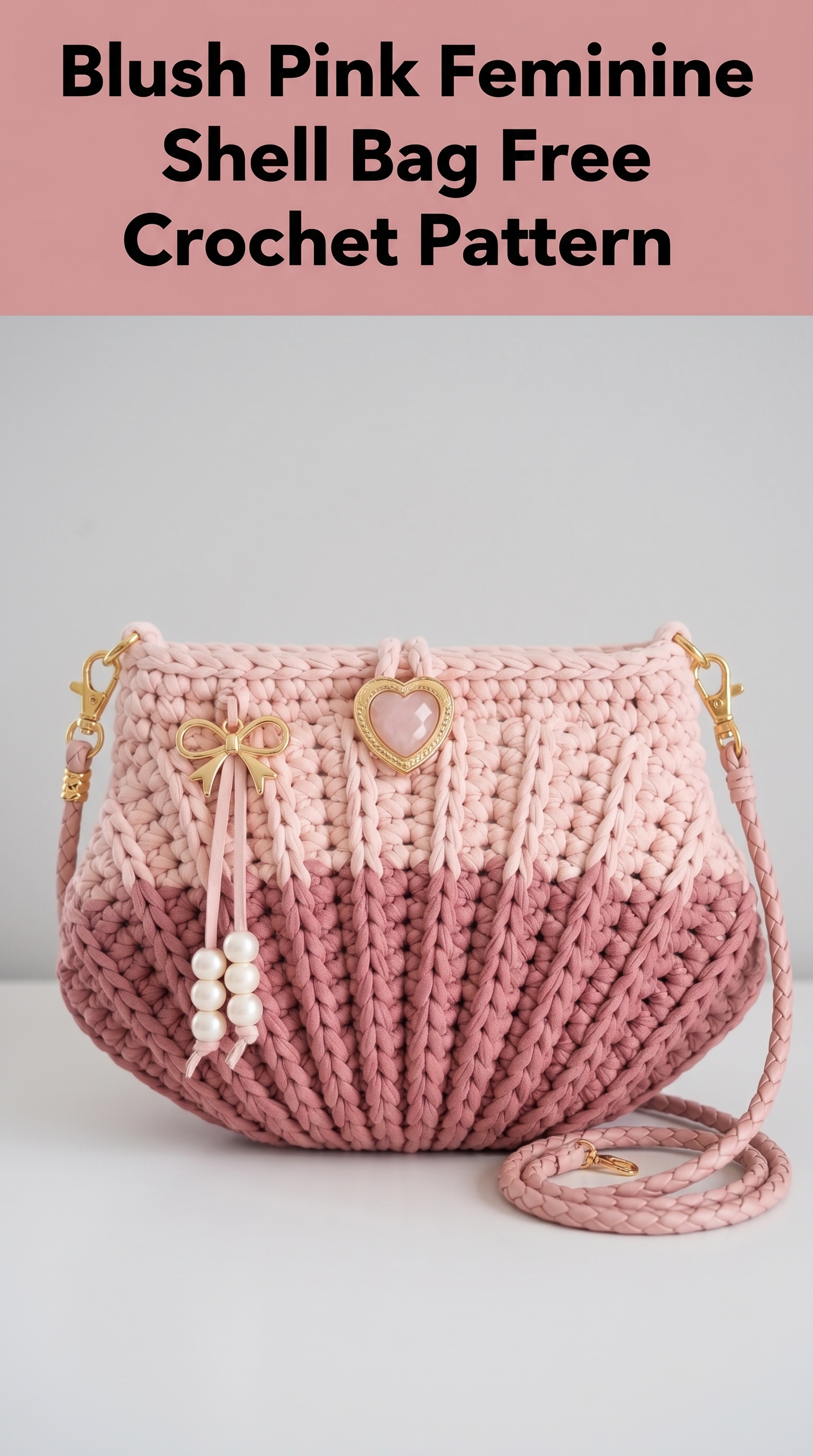 Blush Pink Feminine Shell Bag Free Crochet Pattern