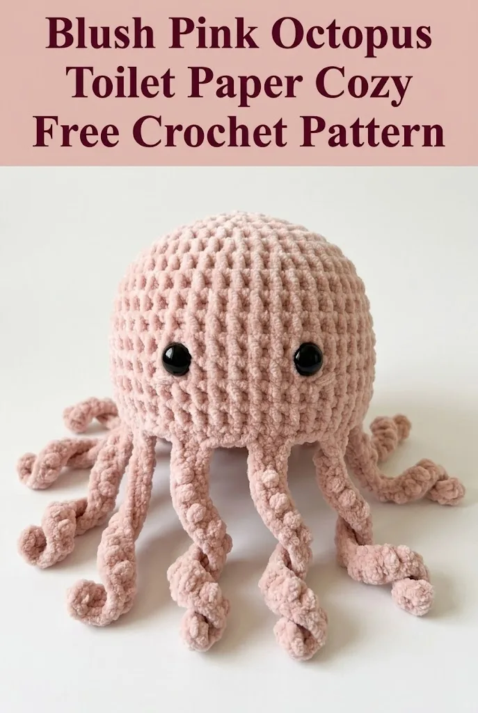 Blush Pink Octopus Toilet Paper Cozy Free Crochet Pattern