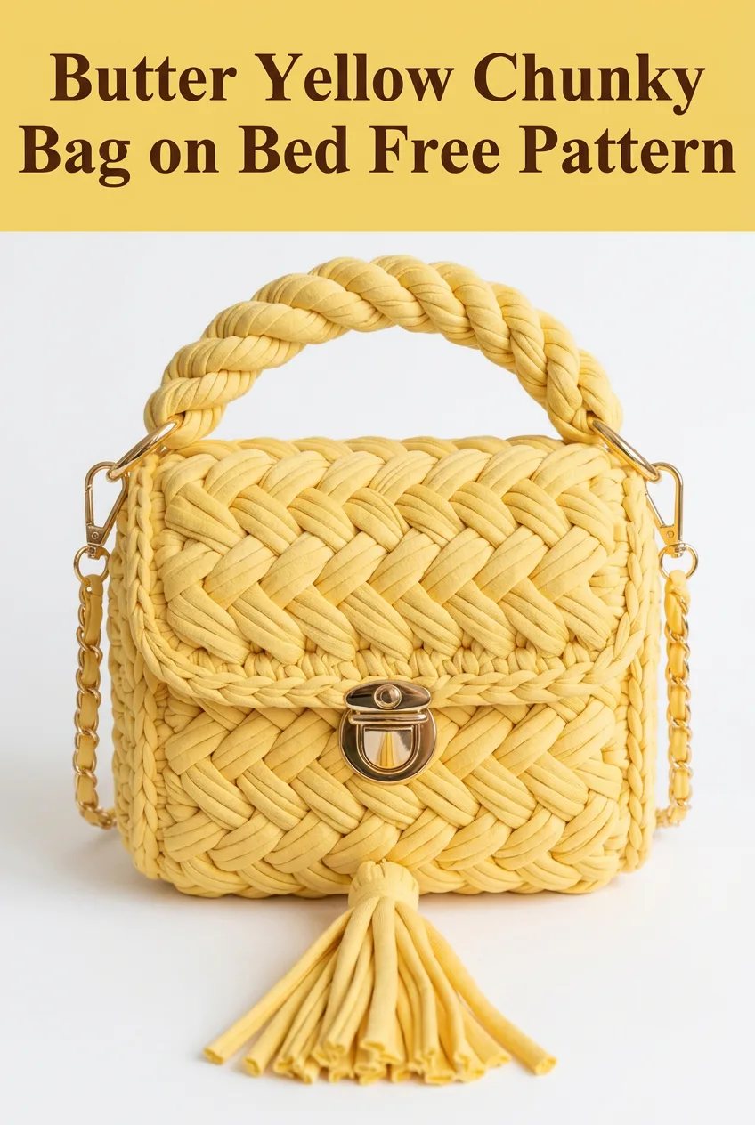 Butter Yellow Chunky Bag on Bed Free Pattern