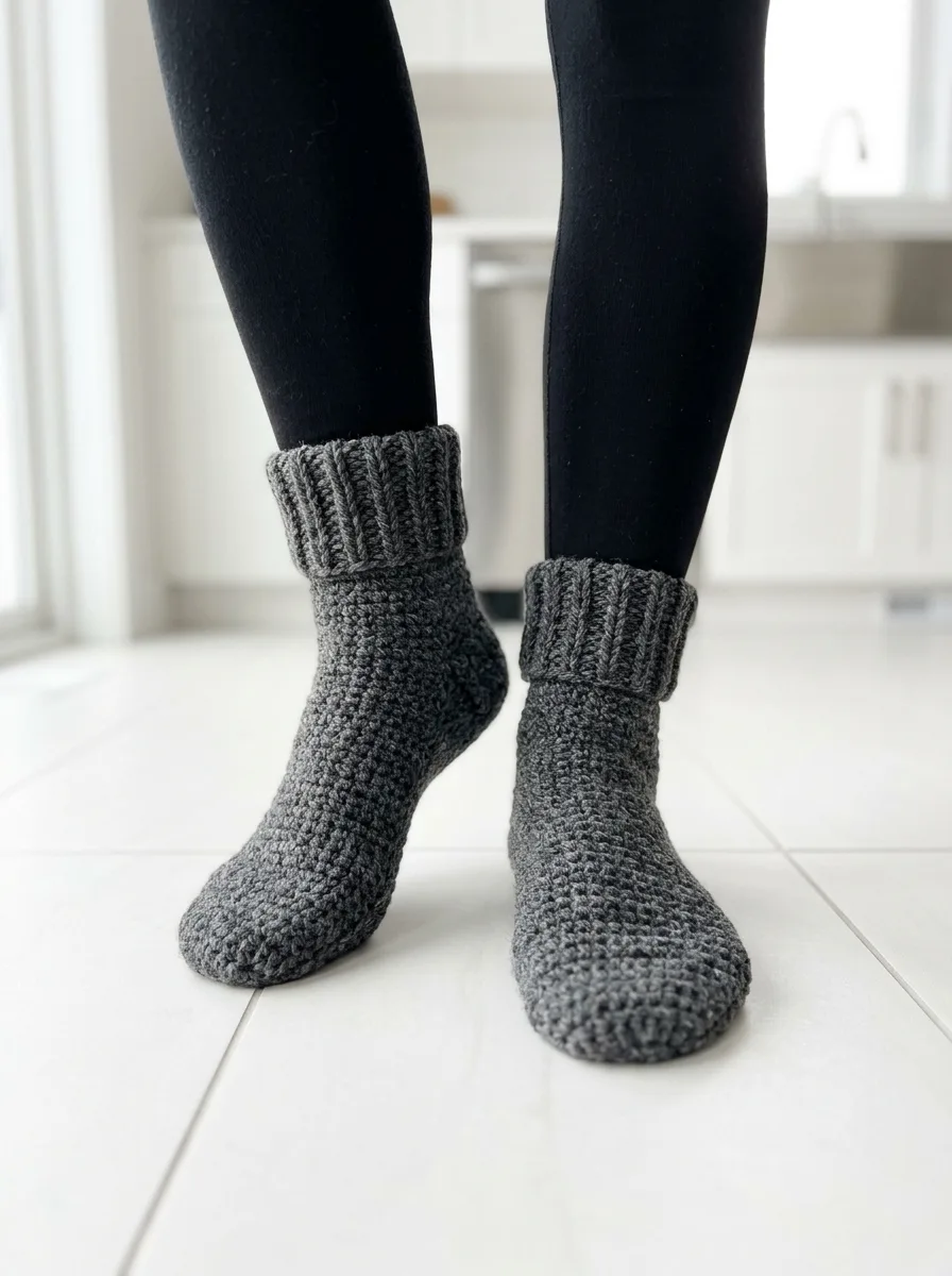 Charcoal Gray Everyday Socks Free Crochet Pattern