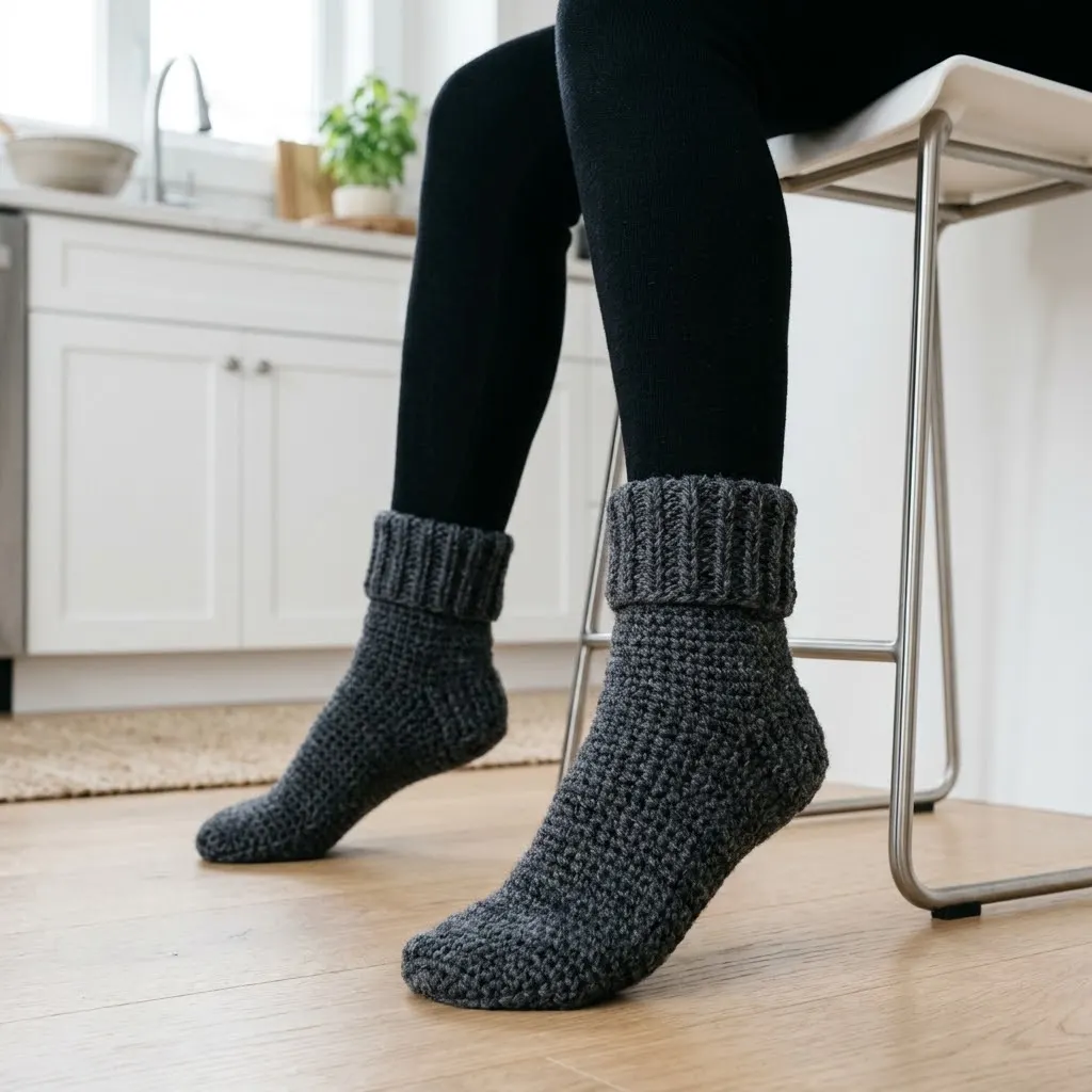 Charcoal Gray Everyday Socks Free Crochet Pattern