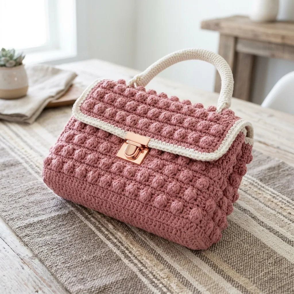 Dusty Rose Bobble Purse Crochet Pattern