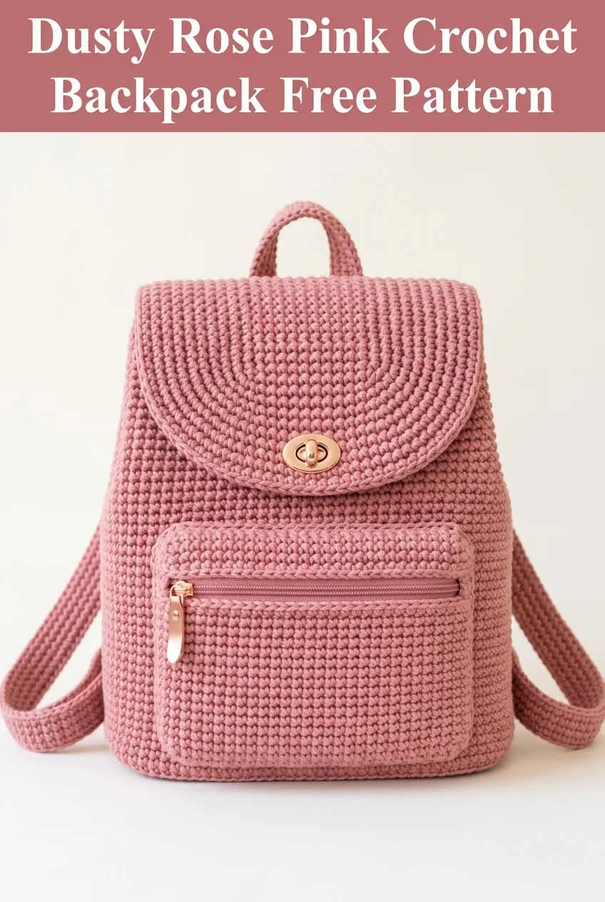 Dusty Rose Pink Crochet Backpack Free Pattern