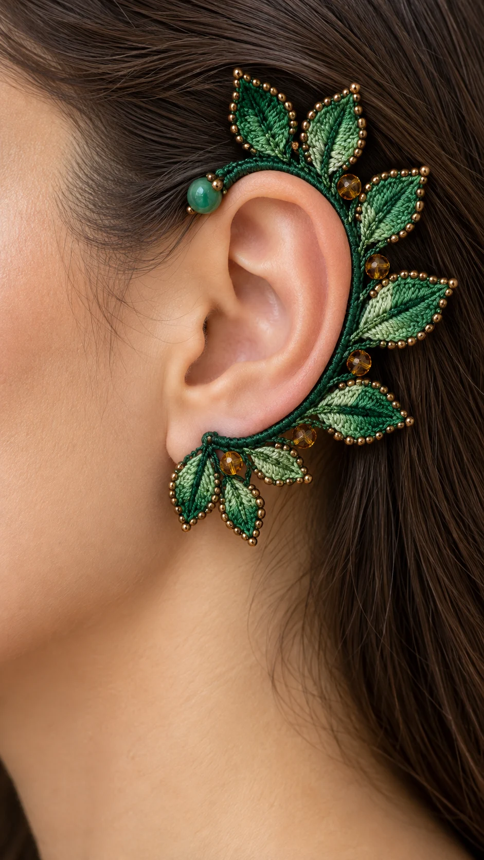 Emerald Leaf Ear Cuff Crochet Pattern