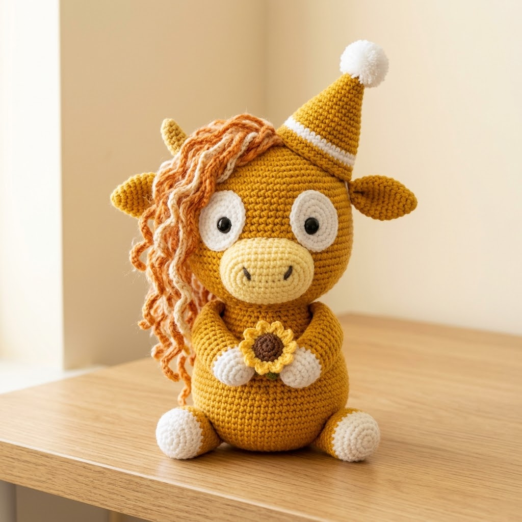 Golden Honey Highland Cow Amigurumi
