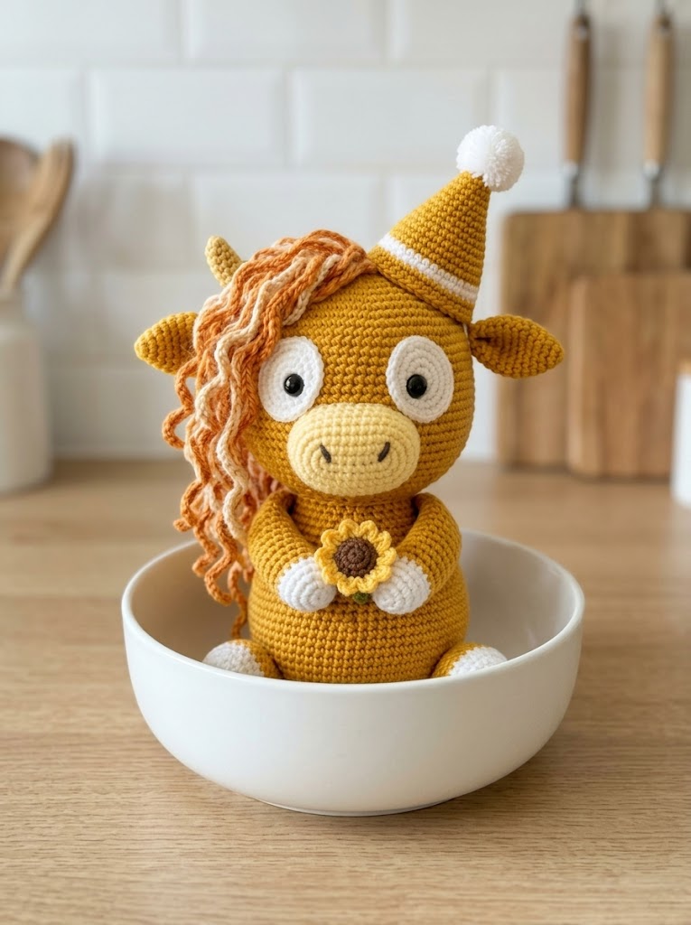 Golden Honey Highland Cow Amigurumi Free Crochet Pattern