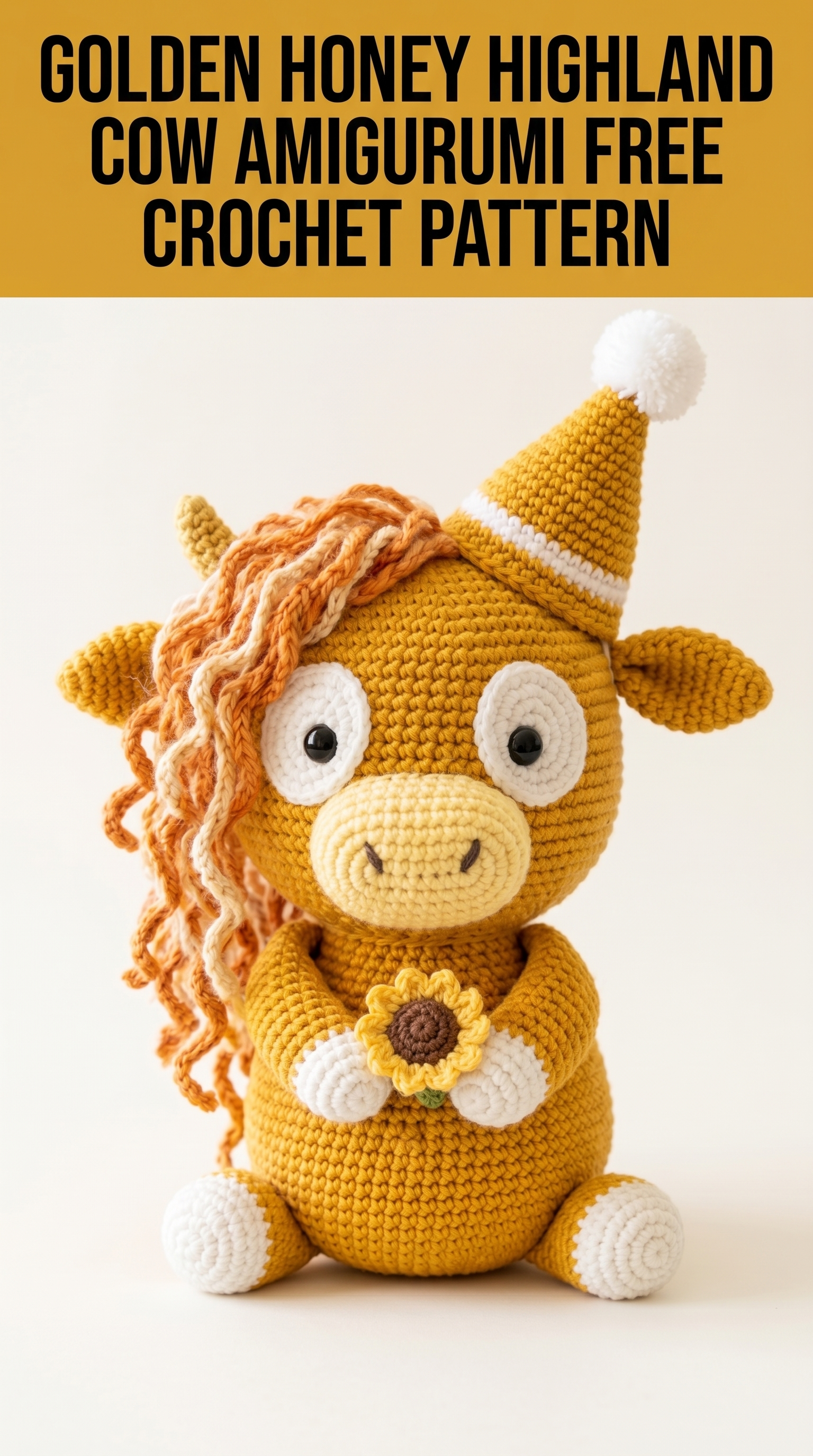 Golden Honey Highland Cow Amigurumi Free Crochet Pattern