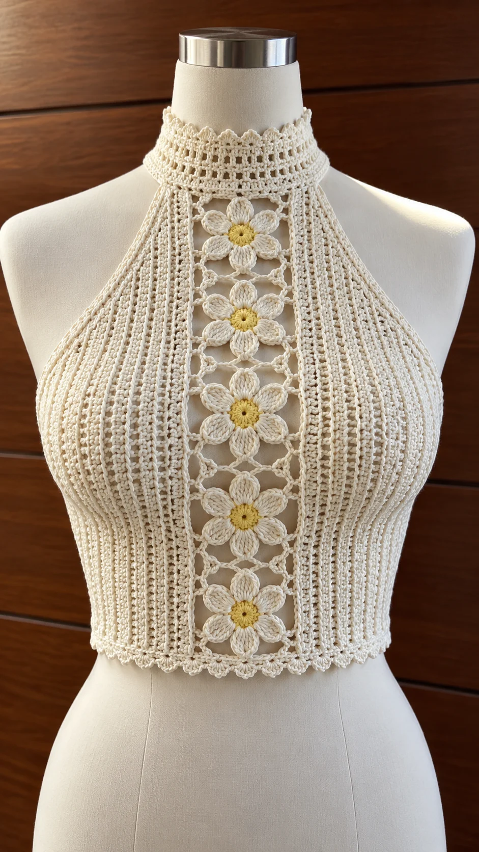 Ivory Daisy Halter Top Crochet Pattern