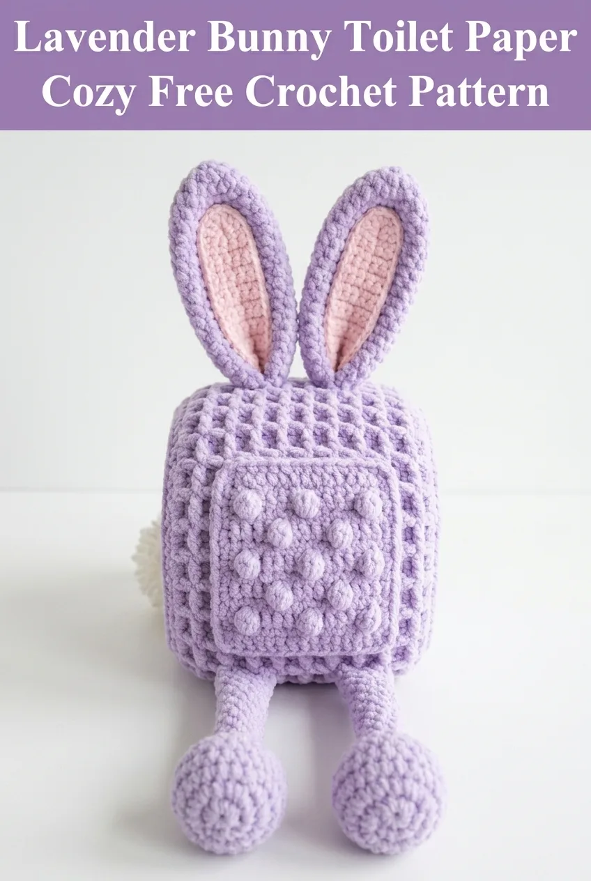 Lavender Bunny Toilet Paper Cozy Free Crochet Pattern