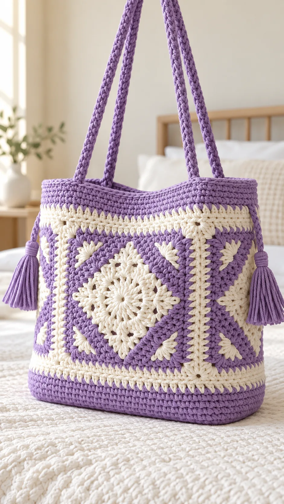 Lavender Diamond Granny Tote Crochet Pattern