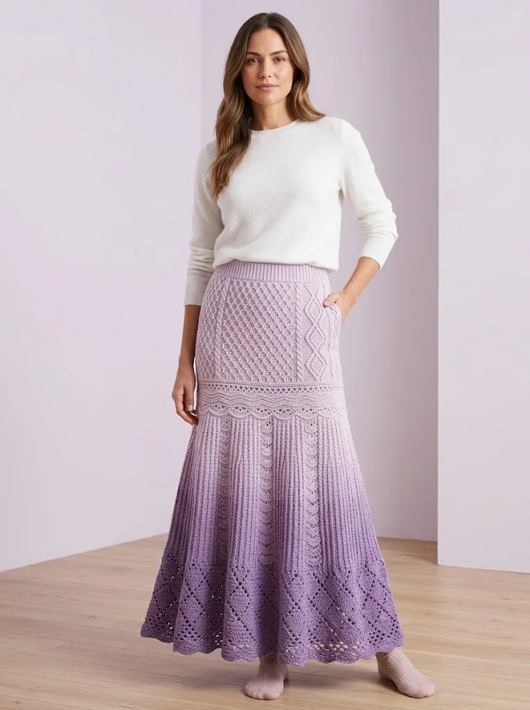 Lavender Purple Dreamy Lace Maxi Skirt Free Crochet Pattern