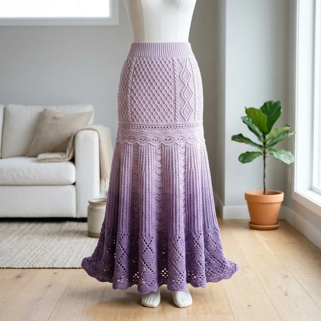 Lavender Purple Dreamy Lace Maxi Skirt Free Crochet Pattern