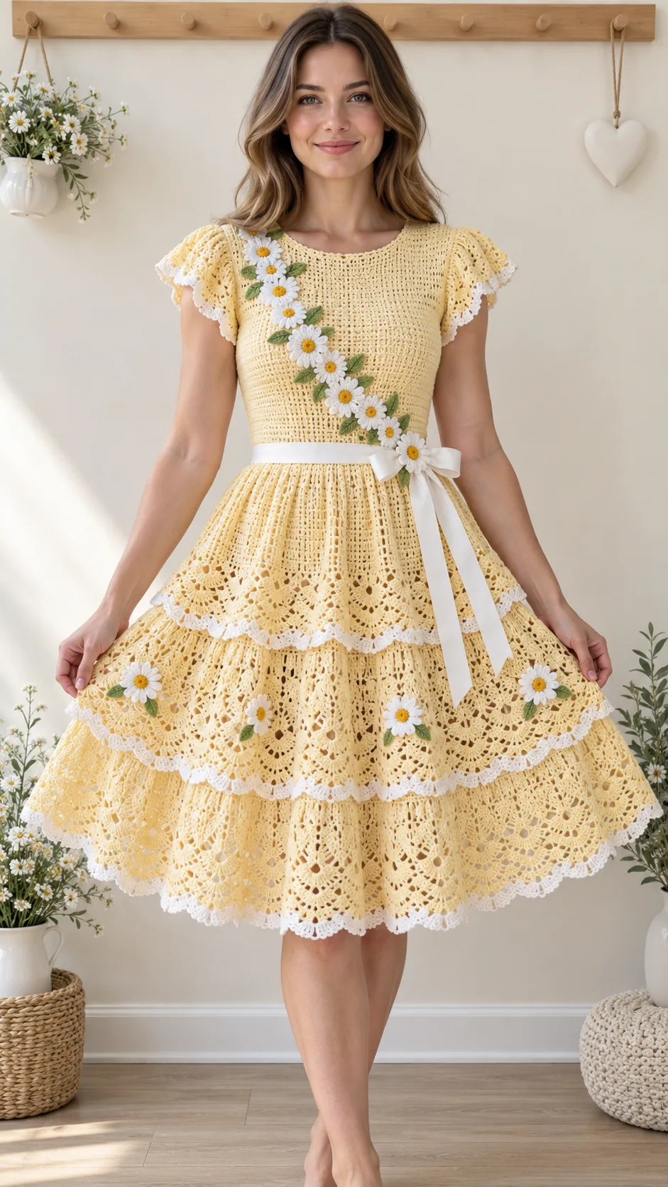 Lemon Daisy Tiered Dress Crochet Pattern