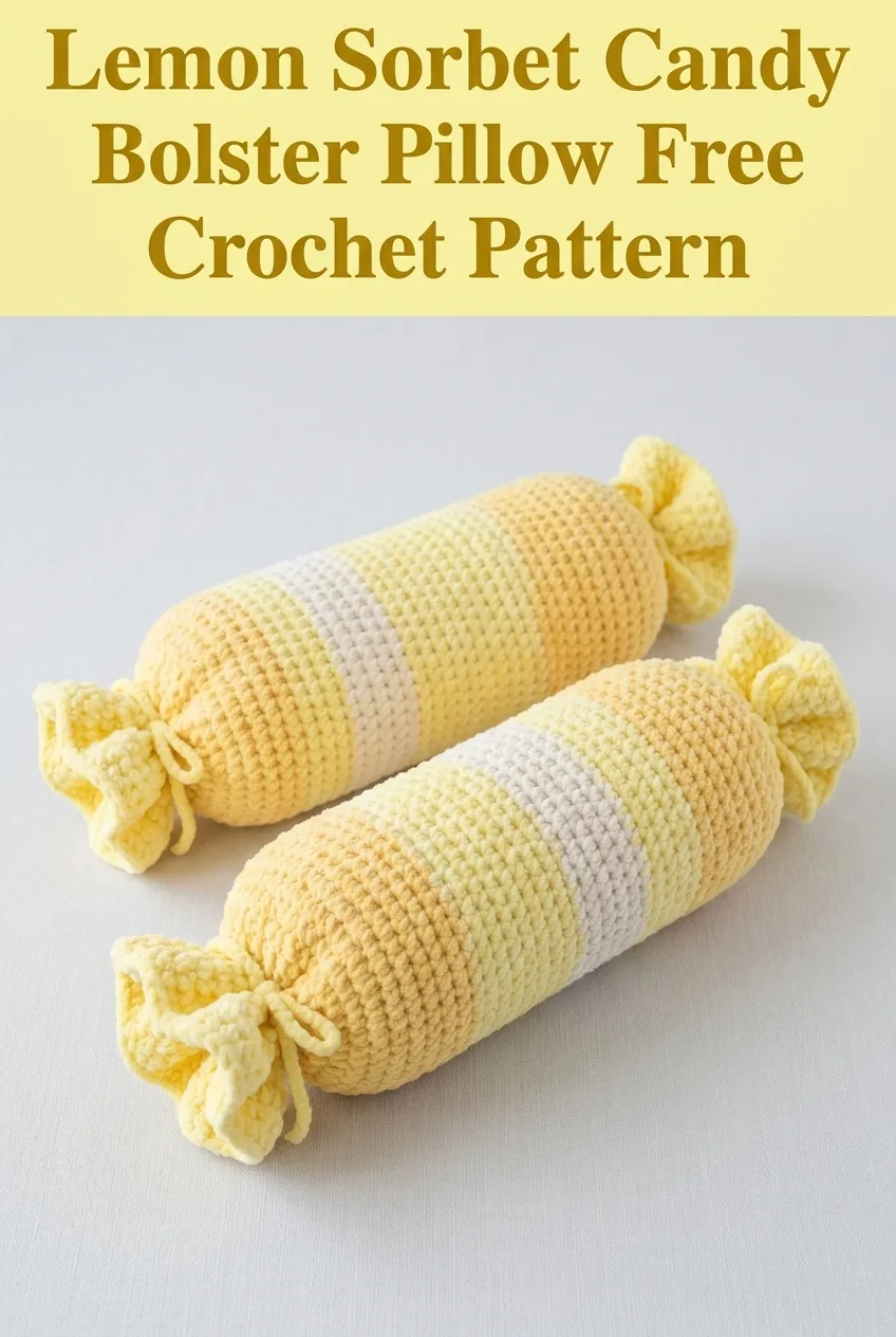 Lemon Sorbet Candy Bolster Pillow Free Crochet Pattern