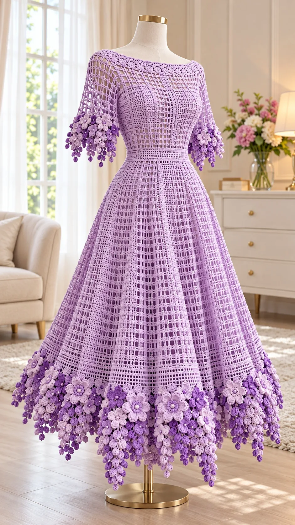 Lilac Wisteria Lace Dress Crochet Pattern