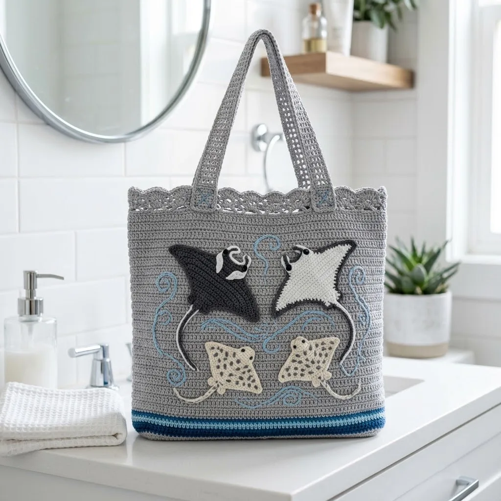 Manta Ray Crochet Beach Carryall Free Pattern