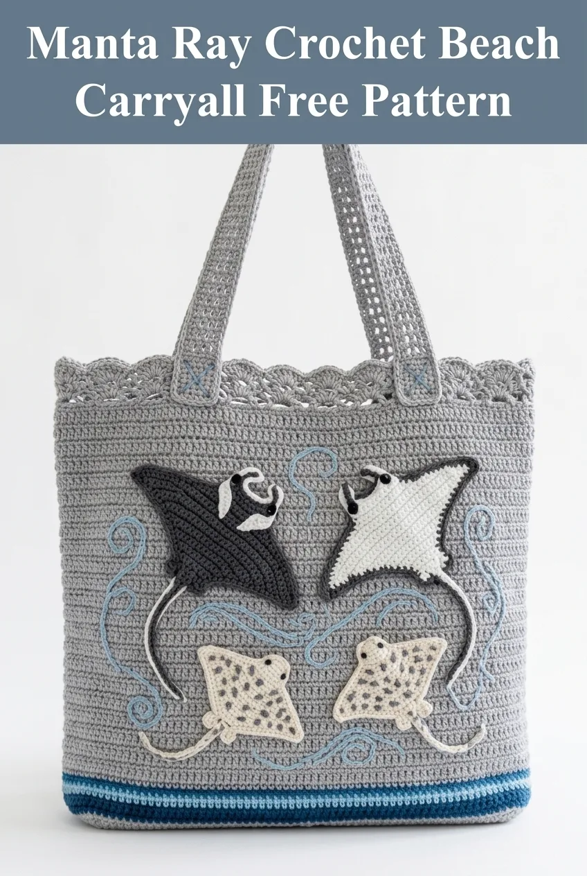 Manta Ray Crochet Beach Carryall Free Pattern