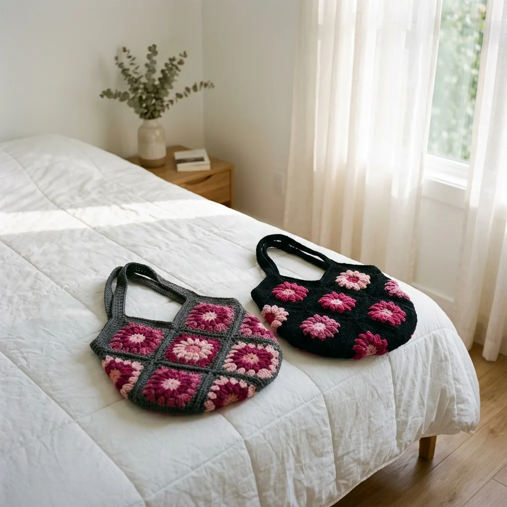 Midnight Garden Peony Motif Tote Crochet Pattern