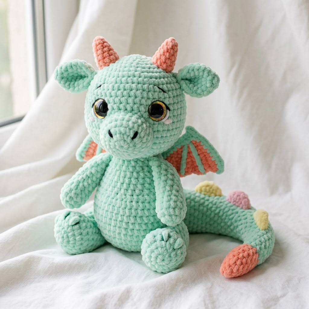 Mint Green Dragon Amigurumi Plush
