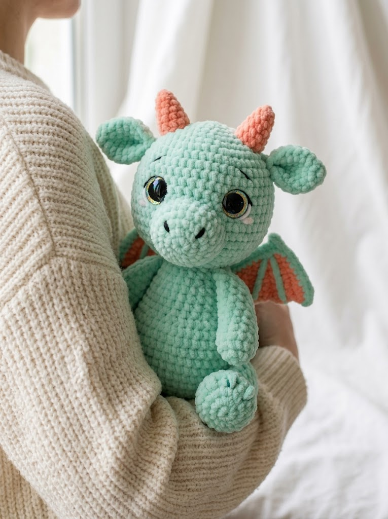 Mint Green Dragon Amigurumi Plush Free Crochet Pattern