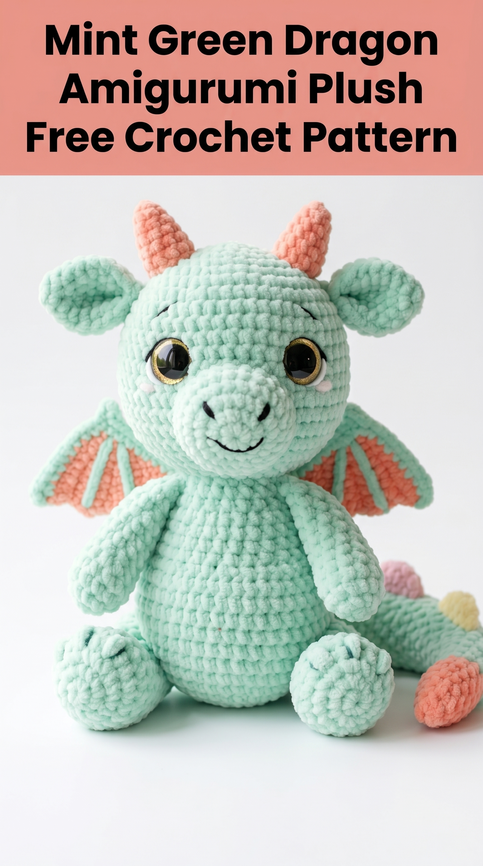 Mint Green Dragon Amigurumi Plush Free Crochet Pattern