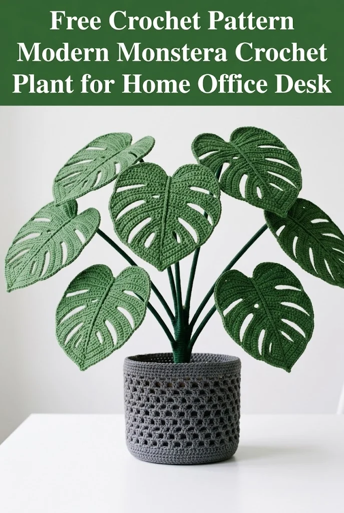 Modern Monstera Crochet Plant for Home Office Desk