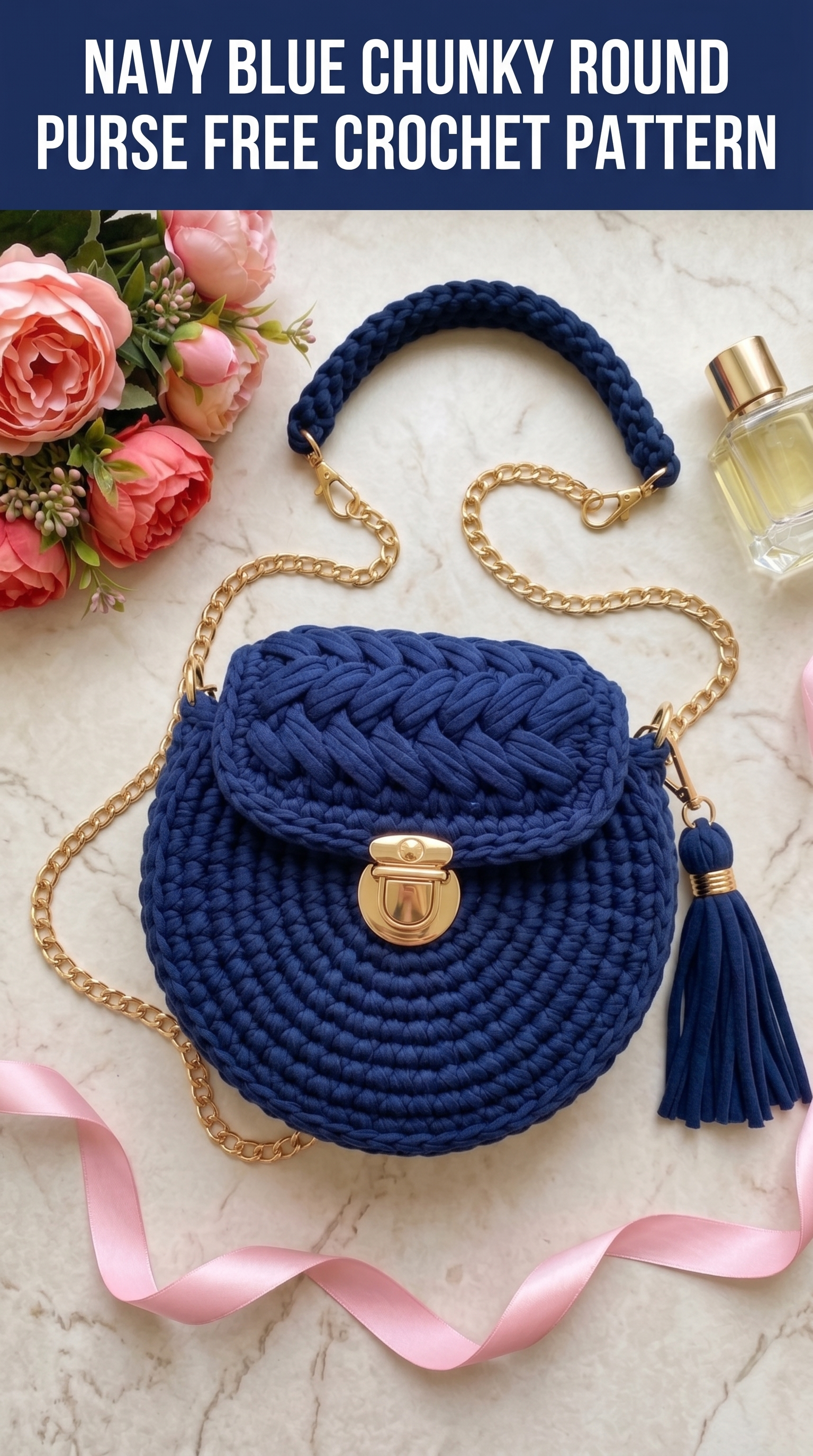 Navy Blue Chunky Round Purse Free Crochet Pattern