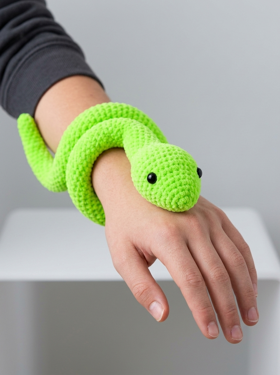 Neon Glow Snake Plushie Free Crochet Pattern