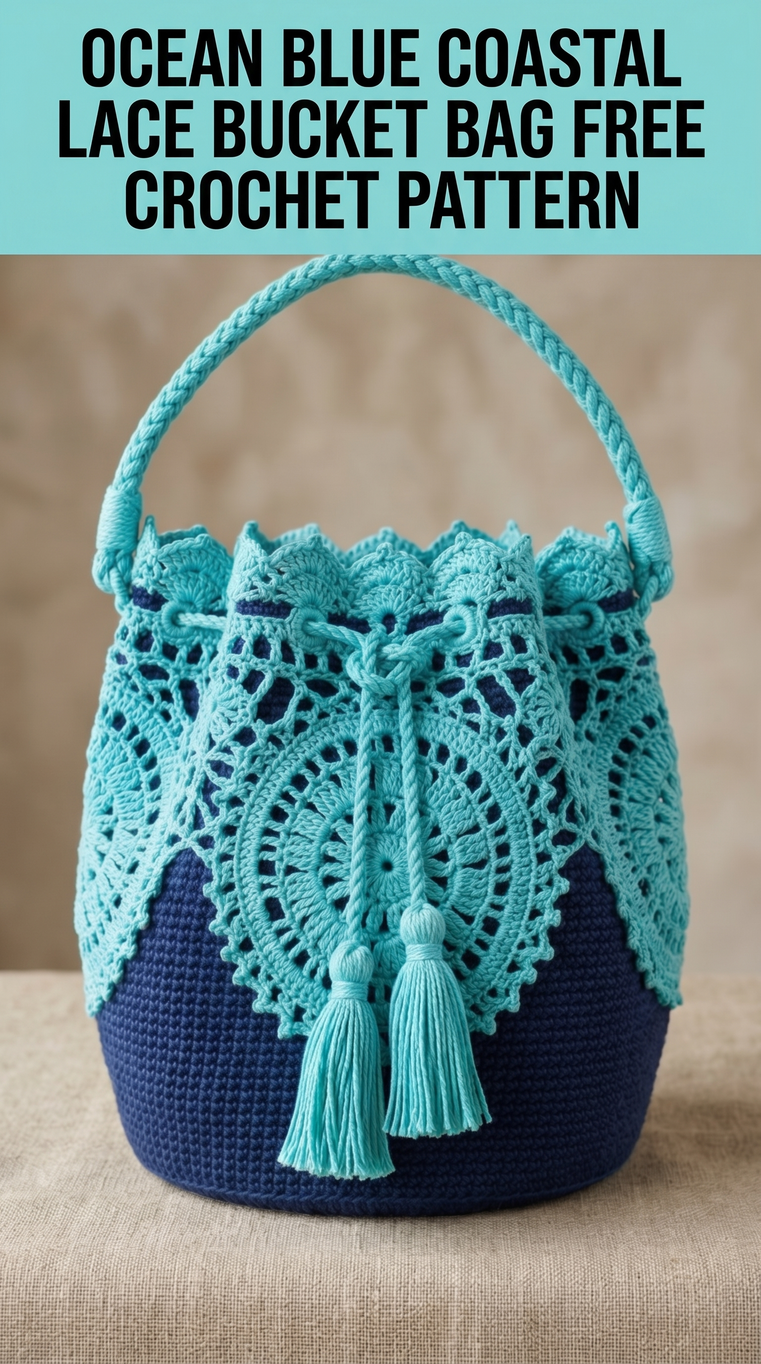 Ocean Blue Coastal Lace Bucket Bag Free Crochet Pattern