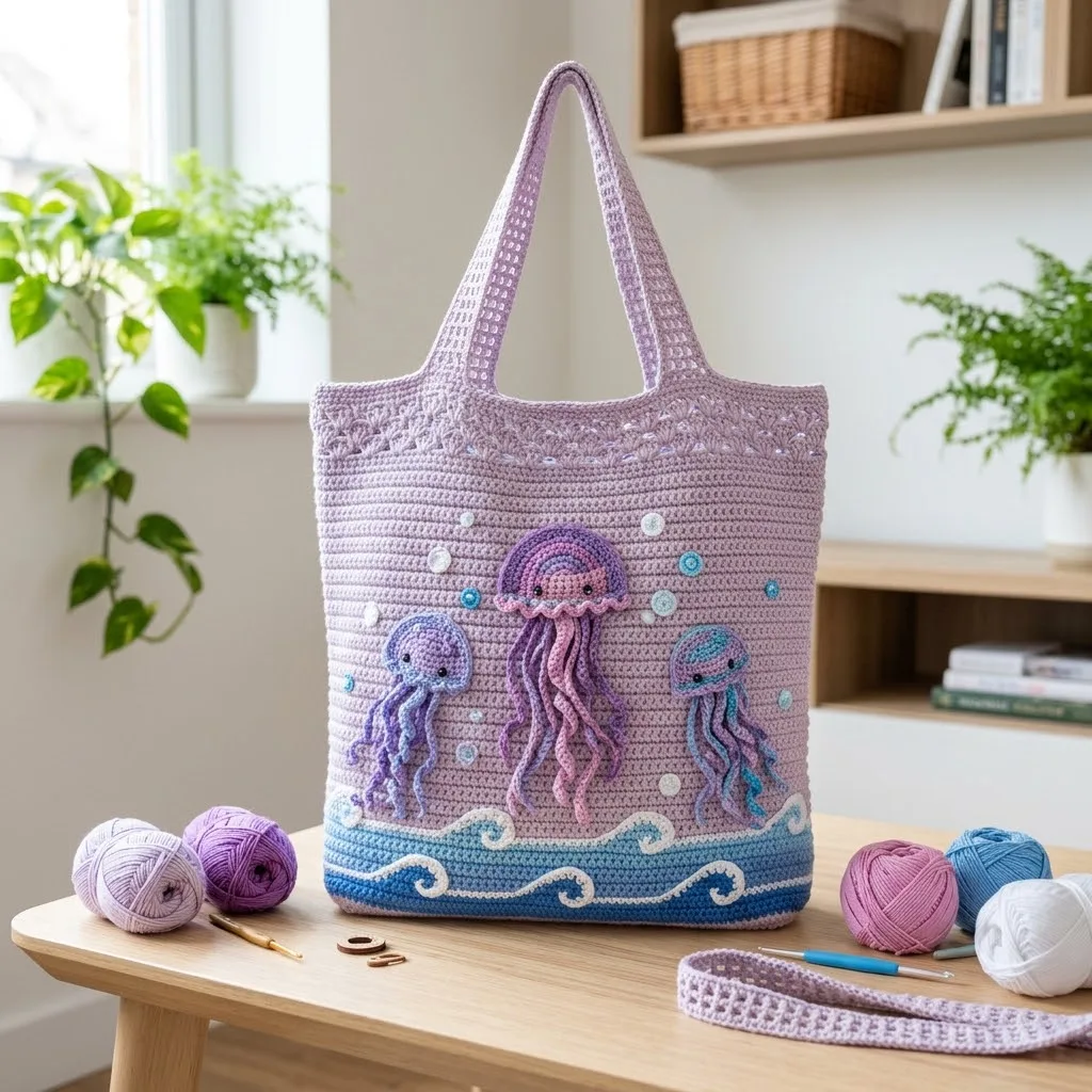 Ocean Jellyfish Crochet Market Bag Free Pattern