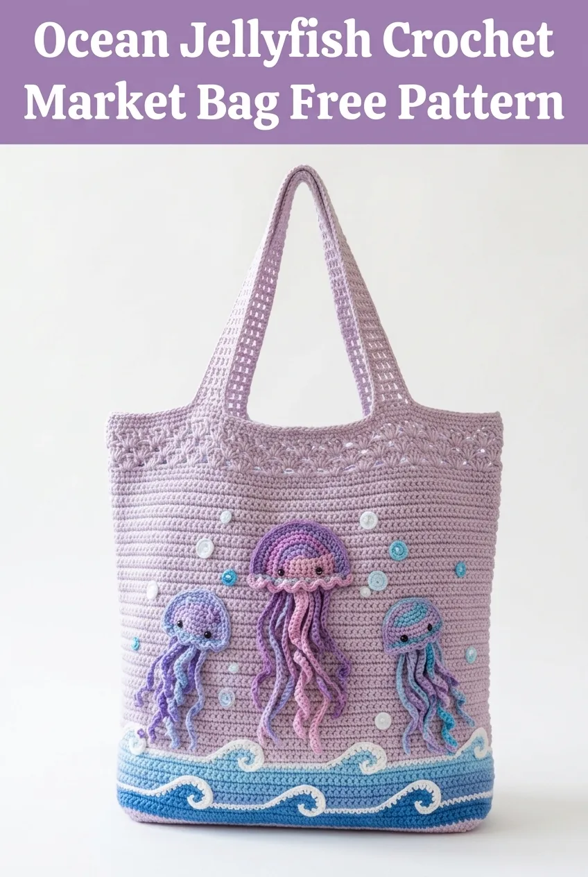 Ocean Jellyfish Crochet Market Bag Free Pattern