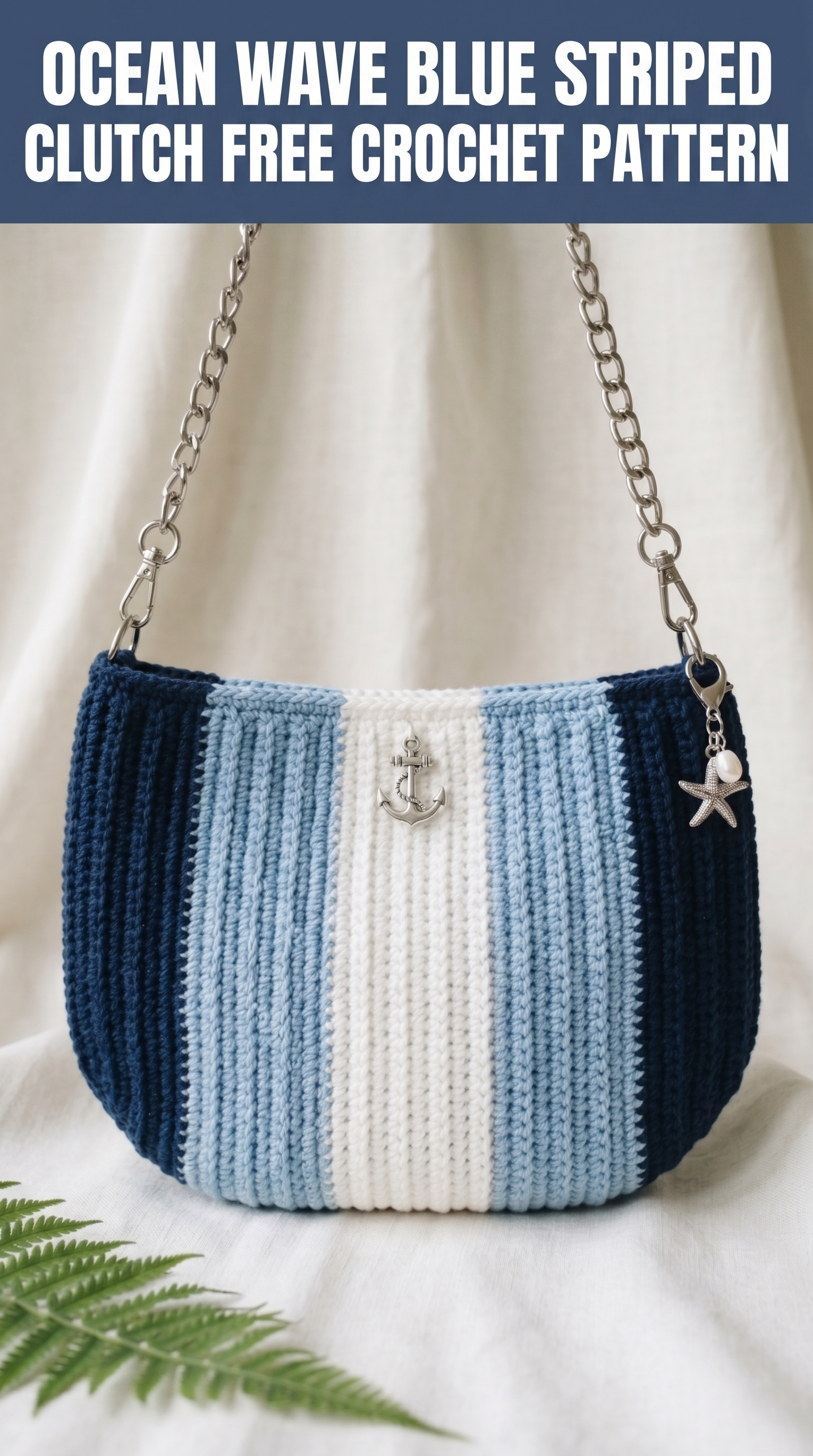 Ocean Wave Blue Striped Clutch Free Crochet Pattern