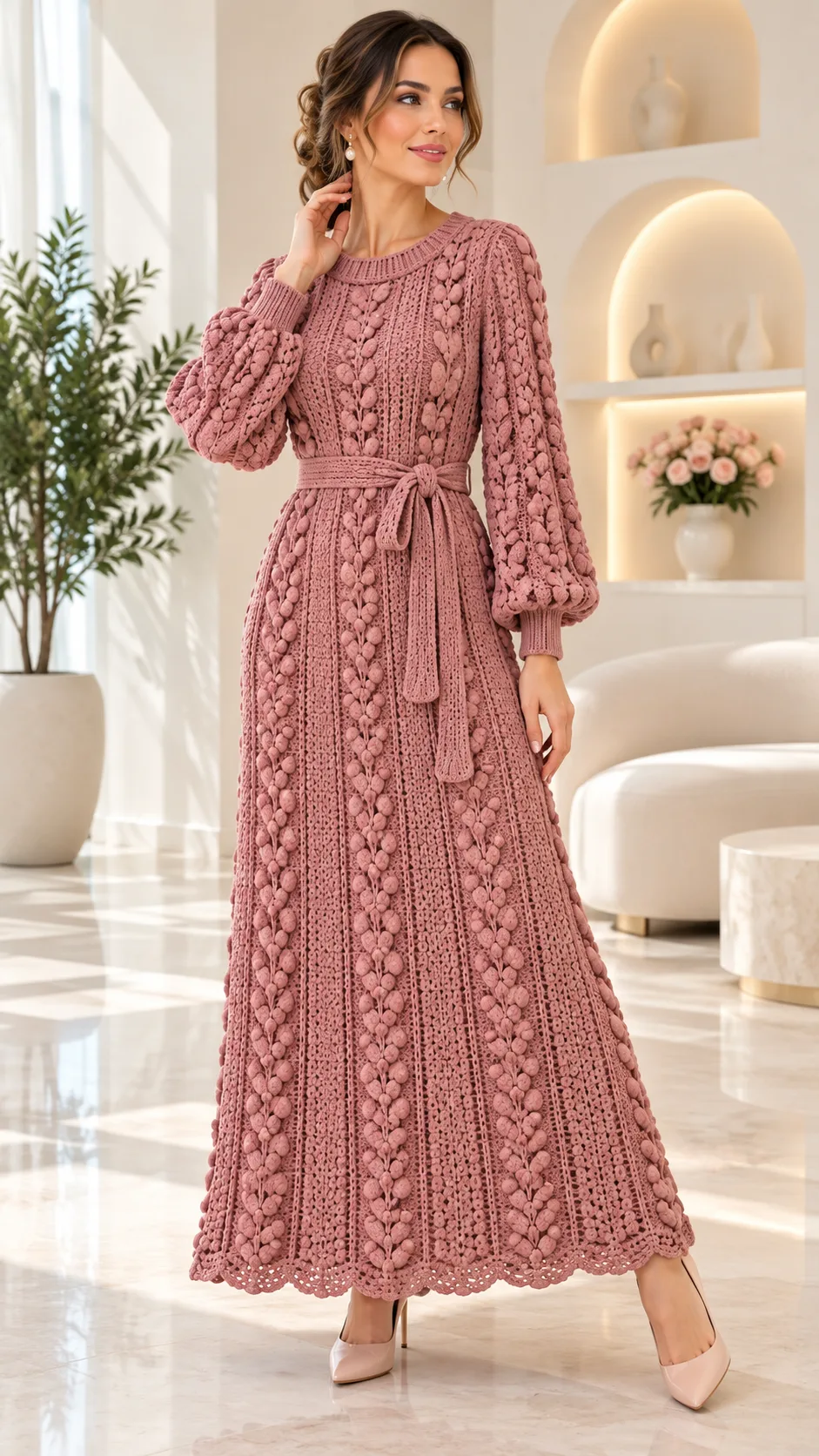 Rose Bobble Vine Dress Crochet Pattern
