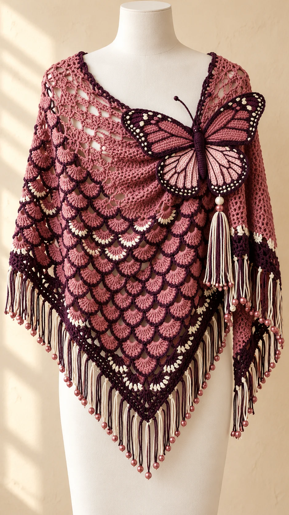 Rose Garden Butterfly Shawl Crochet Pattern