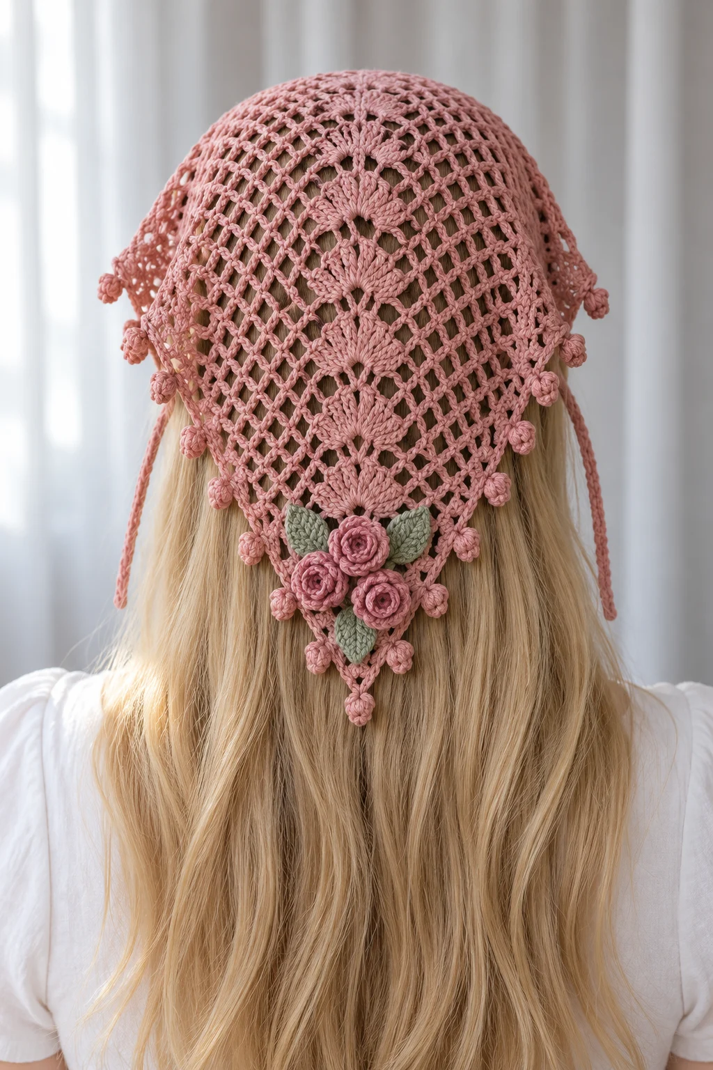 Rose Garden Headscarf Crochet Pattern