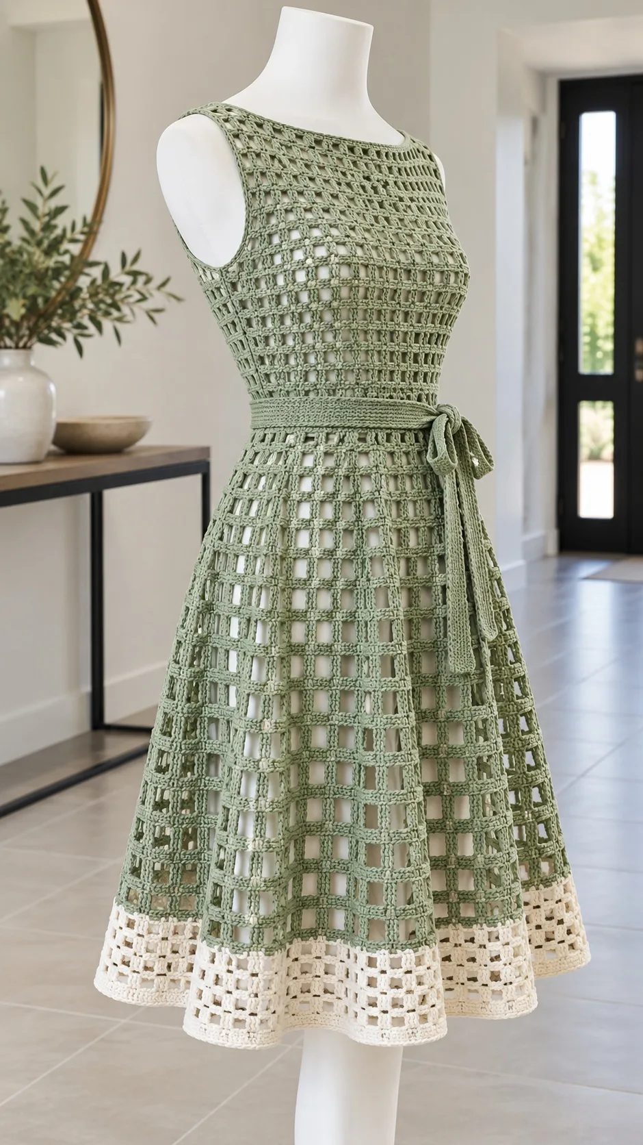 Sage Checker Garden Dress Crochet Pattern
