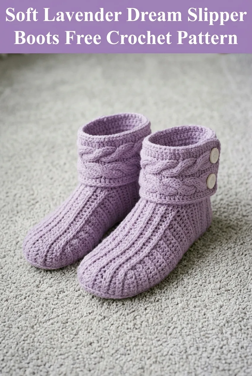 Soft Lavender Dream Slipper Boots Free Crochet Pattern