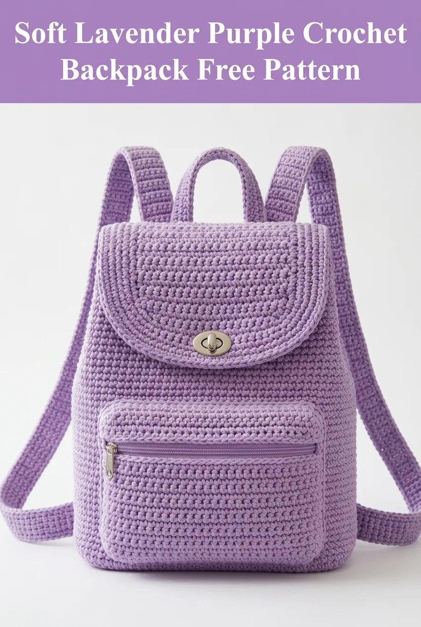 Soft Lavender Purple Crochet Backpack Free Pattern