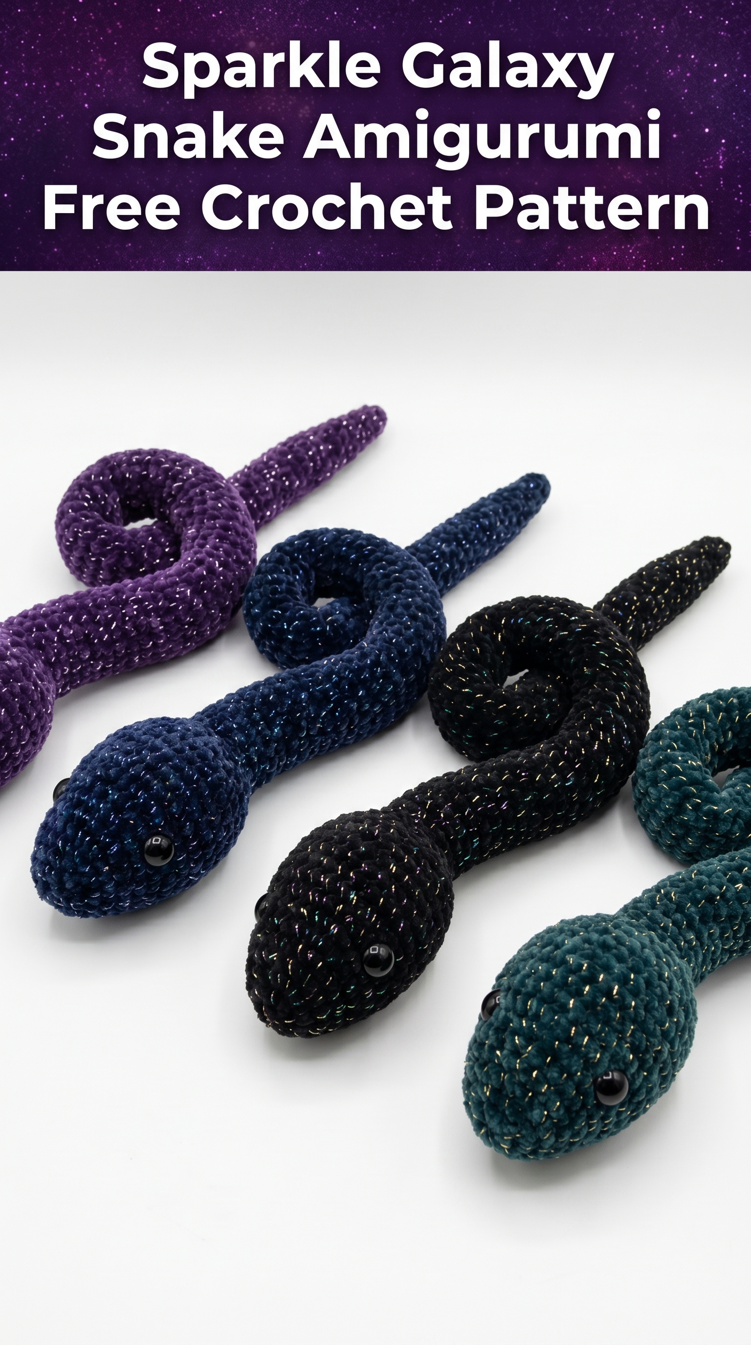 Sparkle Galaxy Snake Amigurumi Free Crochet Pattern