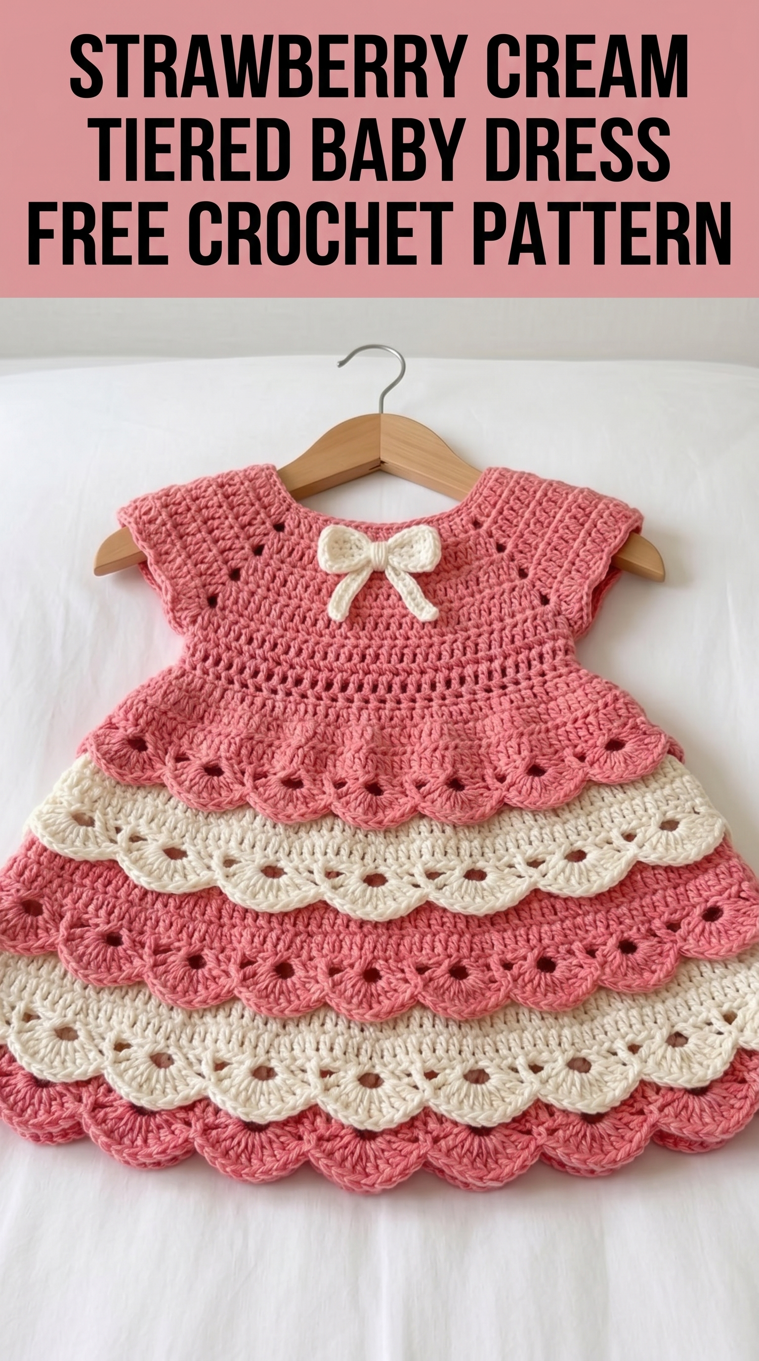 Strawberry Cream Tiered Baby Dress Free Crochet Pattern