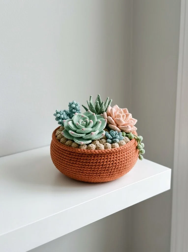 Succulent Garden Crochet Bowl Free Crochet Pattern