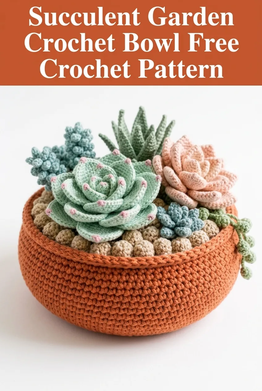 Succulent Garden Crochet Bowl Free Crochet Pattern